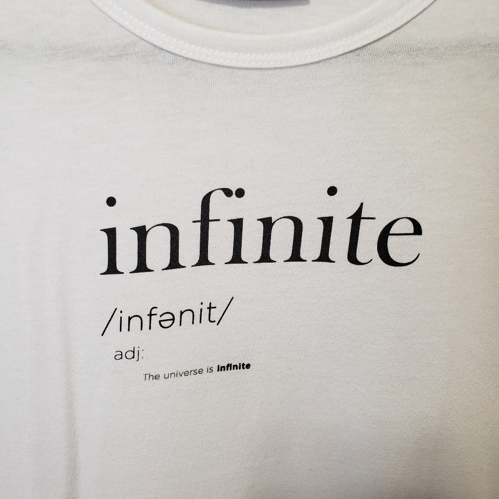 Zara Front Text Infinite Basic White Tee Small Si… - image 3